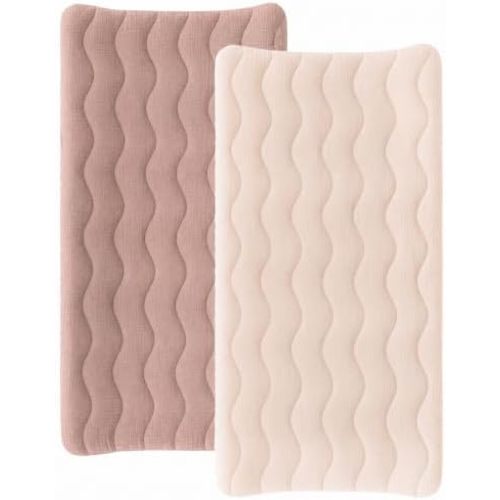 Konssy 2 Pack Quilted Muslin Changing Pad Cover, Waterproof Layer 32" x 16"