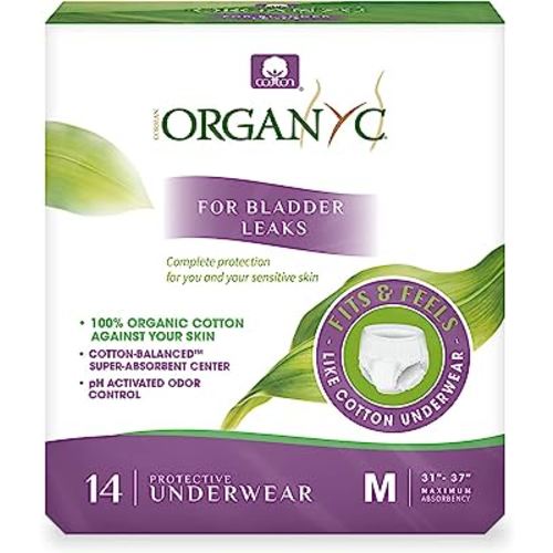 Organyc Bladder Control Underwear for Women - Organic Cotton Protective Underwear for Incontinence, Leak Protection, Odor Protection and Sensitive Skin, FSA/HSA Eligible, Medium, 14 Count