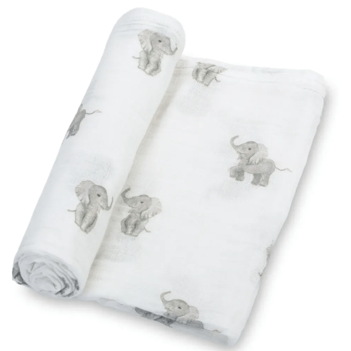Baby Elephant Muslin Swaddle Blanket | LollyBanks