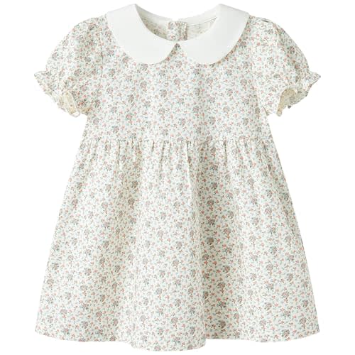 pureborn Baby Toddler Girl Woven Dress Short Sleeve Cotton Playwear Dresses 0-5T