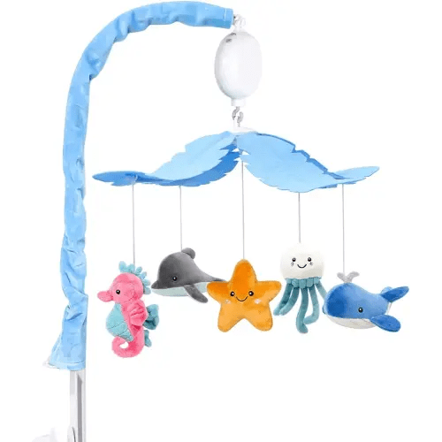 FEISIKE Baby Crib Mobile with 35 Lullabies, 3 Modes Rotation & Music, Adjustable Volume, Nursery Decor for Boys and Girls (Ocean Theme)