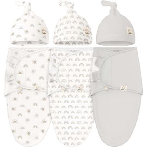 3-Pack Soothe Swaddle Wraps with Knot Hats, Medium