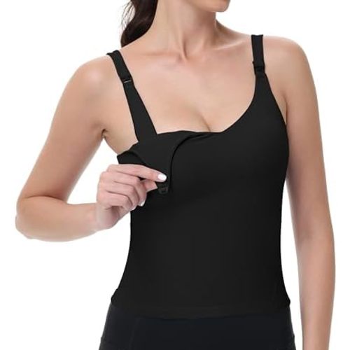 V VOCNI Nursing Tank Tops for Breastfeeding Workout Crop Top Longline Nursing Sport Bra Maternity Bras for Pregnancy