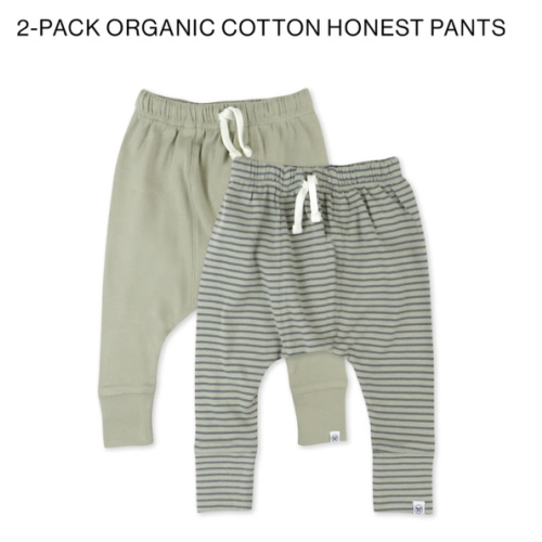 2-Pack Organic Cotton Honest Pants - Stripe Khaki