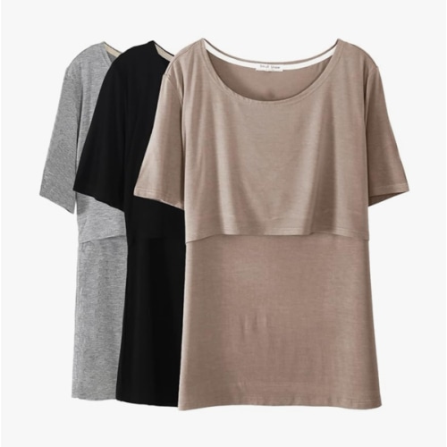 Smallshow Women's Maternity Nursing Tops Short Sleeve Breastfeeding Clothes