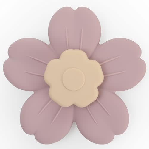 Suction Spinning Toy, Silicone Toddler Sensory Toys for Bath Toys Birthday Gift (Cream&Dusty Lilac)