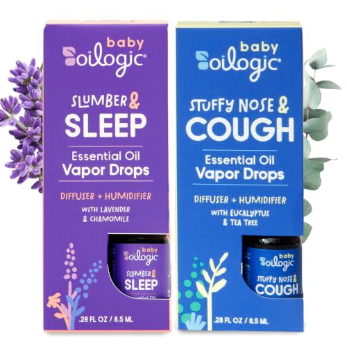 Oilogic Stuffy Nose & Cough & Sleep & Slumber, Essential Oil Vapor Drops | Gentle Vaport Drops for Diffuser & Humidifier Soothe Cough & Stuffy Noses - Baby Essentials for Sleep & Comfort, 2-Pack