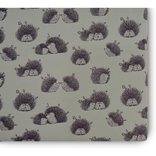 Oilo Crib Sheet, Breathable 100% Turkish Cotton Fitted Jersey, 300 Thread Count, Machine Washable, Fits Standard Crib (28" x 52" x 6"), Toddler Bedding, Girl, Boy, & Neutral Nursery Design, Hedgehog