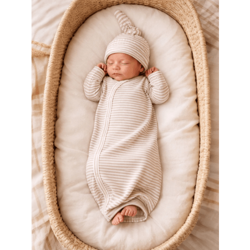 Tan Stripe / Ribbed Gown