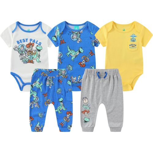 Disney Toy Story Baby Boys Bodysuit and Pants 5 Pc Set for Newborn Infants