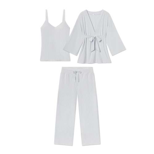 Maternity DreamModal® Kimono Three-Piece Set in Fog
