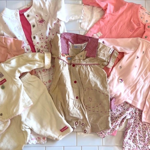 Vintage Lot of 5 rompers and Comfy Clothes  Vintage set Cotton Bunny themed Whales and Flowers too Vintage Pink cream white pink Adorable