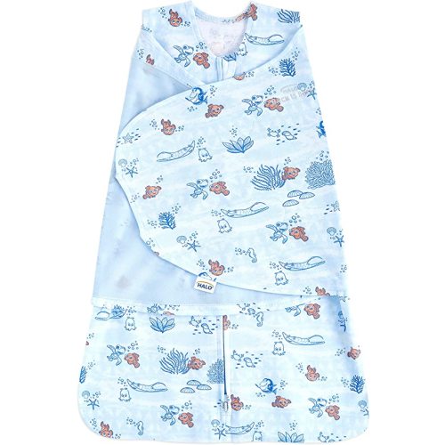 HALO Disney Baby Finding Nemo 100% Cotton Sleepsack Swaddle, 3-Way Adjustable Wearable Blanket, Nemo Tie Dye, Newborn, 0-3 Months