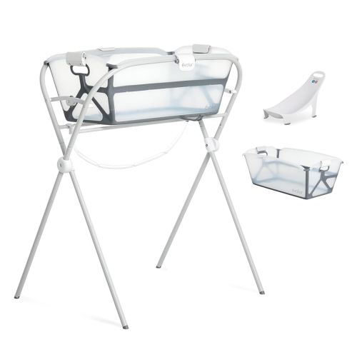 Evolur Supple Baby Spa Set – Complete Newborn Bath Essentials Kit with Baby Bathtub, Hammock Seat and Metal Frame | Infant Bath & Spa Gift Set for Baby Showers & New Parents