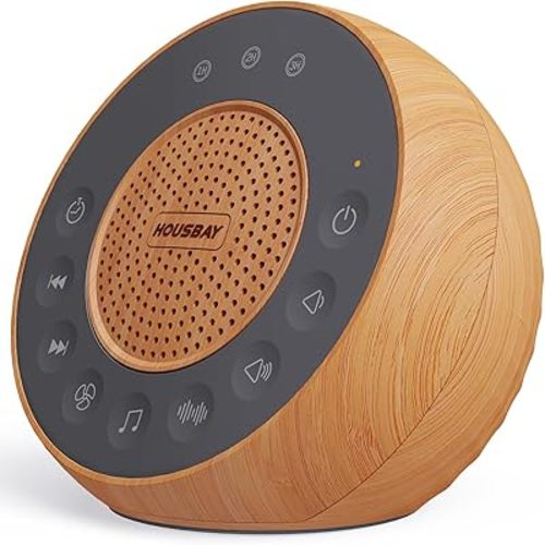 Housbay White Noise Machine with 31 Soothing Sounds, 5W Loud Stereo Sound, Auto-Off Timer, Adjustable Volume, Sleep Sound Machine for Baby, Kid, Adult -Wood Grain