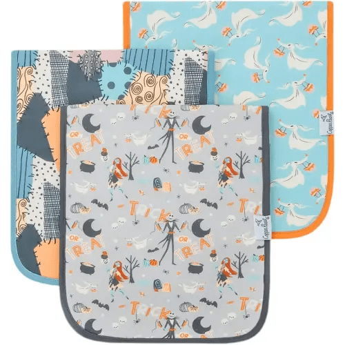 Copper Pearl Baby Burp Cloth Large 21''x10'' Size Premium Absorbent Triple Layer 3-Pack Gift Set 'Nightmare Before Christmas' - One Size