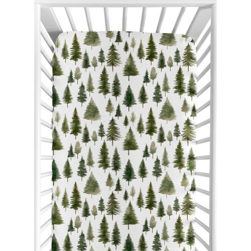 Sweet Jojo Designs Gender Neutral Unisex Baby Fitted Crib Sheet Woodland Pine Tree Green