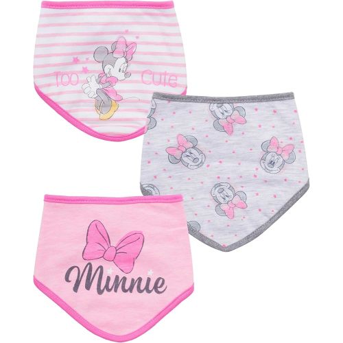 Disney Baby Girls' Bandana Bibs 3 Pack Set for Feeding, Teething, and Drooling