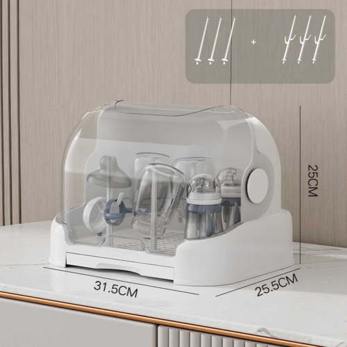 Baby Bottle Drying Rack Storage with Cover, Space Saving Nursing Bottle Storage Box Organizer, Portable Kitchen Cabinet Organizer, Durable Dust-Proof Countertop Dryer