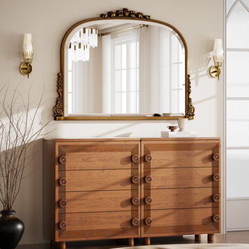 Charlton Home® Vintage Baroque Mirror Arched Bathroom Wall Mirror For Elegant Decor & Reviews | Wayfair