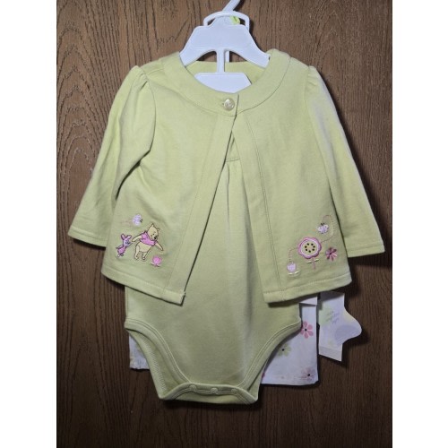 NWT Size 3-6M Disney Baby Winnie the Pooh 3pc outfit bodysuit cardigan pants