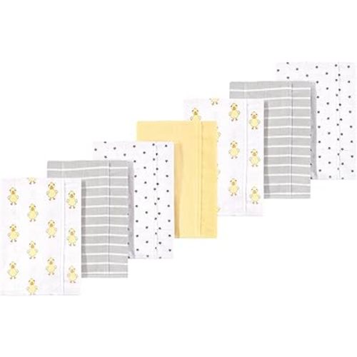Luvable Friends Hudson Baby Flannel Burp Cloths 7pk, Yellow Duck