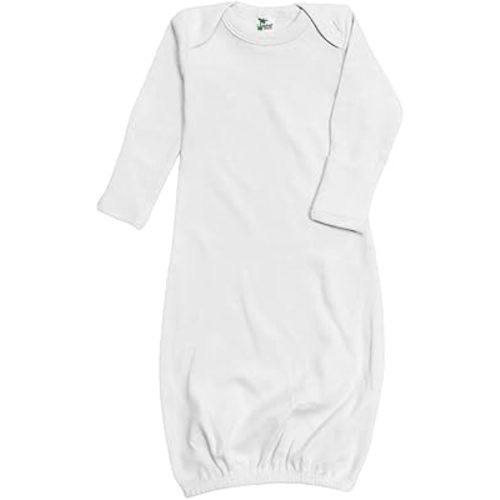 Laughing Giraffe Baby Infant Blank Long Sleeve Sleeper Gown With Mitten Cuffs - White (0-3 Months -3850)