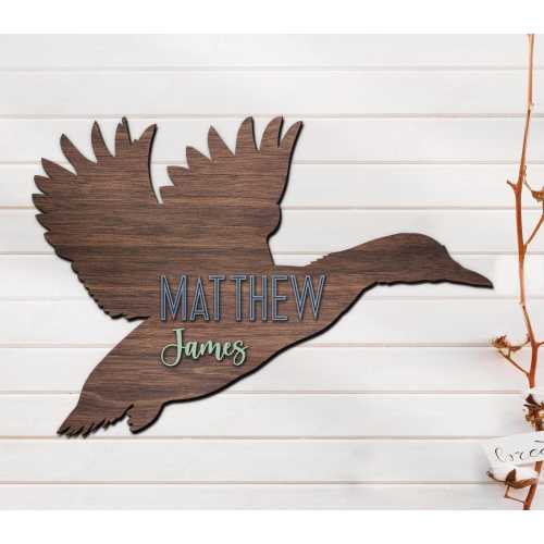 Custom Duck Hunter Wood Nursery Name Sign Personalized Wooden Duck Hunting Door Sign Decor Hunter Baby Shower Boy Birthday Gift