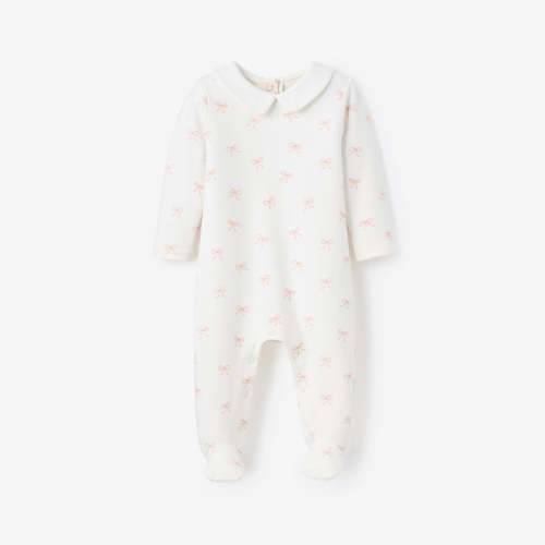 Pink Bow Double Knit Peter Pan Collar Jumpsuit PINK / NB