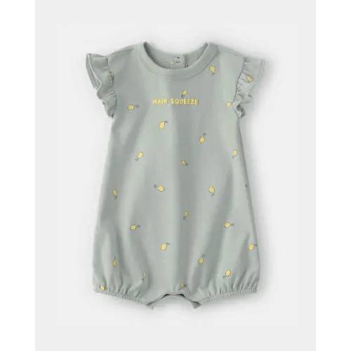 Baby Girl 'Main Squeeze' Lemon Short-Sleeve Romper - Green | Carter's