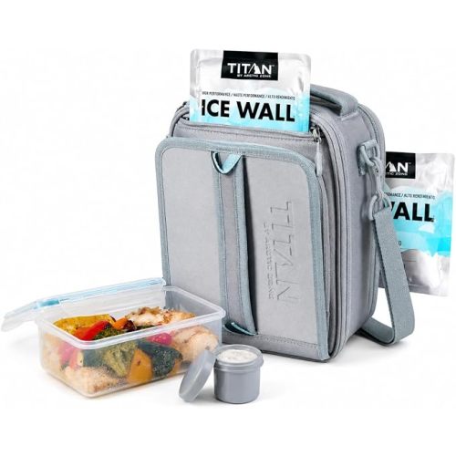 Titan by Arctic Zone Expandable Lunch Box – Insulated, Crush-Resistant Cooler with 2 Ice Walls & Leak-Proof Lining – Meal Prep Bag with Strap & Container for Work & Travel | Black