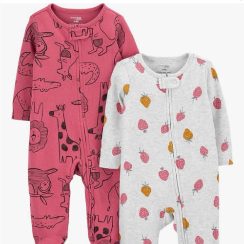 Simple Joys by Carter's baby-girls 2-way Zip Thermal Footed Sleep and Play, Pack of 2