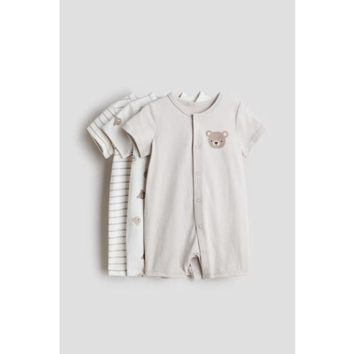 3-pack short pajama jumpsuits, Newborn
