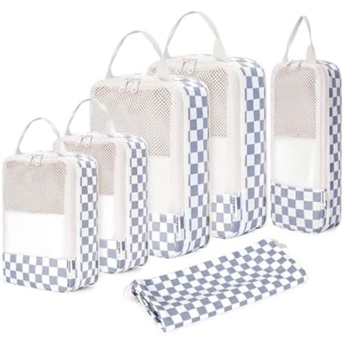 Narwey 6 Set Compression Packing Cubes for Travel Kids Women Carry on, Packing Organizers Bag for Backpack Luggage Suitcase Duffle Bags