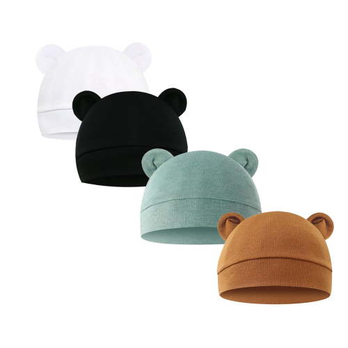 EnJoCho 4 Pieces Baby Hat Bear Ears Caps Baby Boy Girl Toddler Hats Caps For 0 6 Months Baby Kids Super Adorable Head Wear Gifts