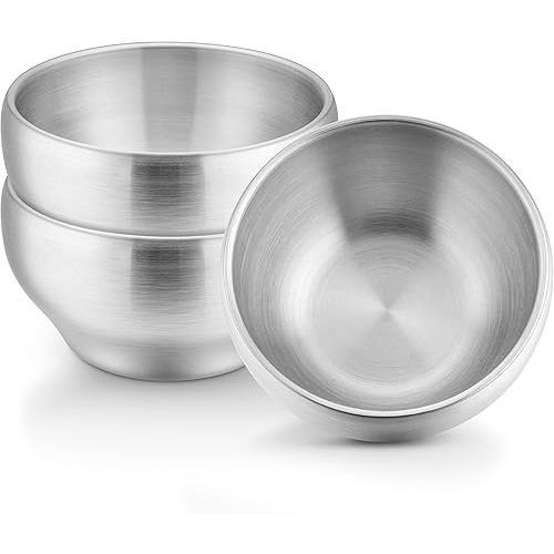 LIANYU 304 Stainless Steel Bowls for Kids, 12oz Children Toddler Baby Bowls Set of 3, Heavy Duty & Double-Walled, Multipurpose for Feeding Cereal, Soup, Snacks, Dishwasher Safe