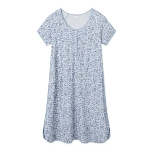 LAKE | Pima Cotton Pajamas | French Blue Cottage Floral Maternity Nightgown
