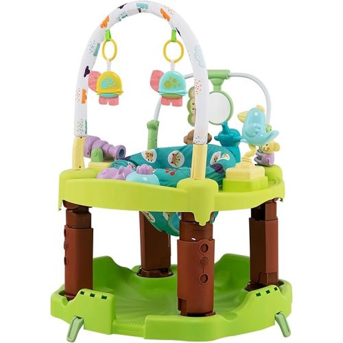 HOMGX Baby Bouncer Activity Center, 3 in 1 Baby Jumper Center & Infant Playtime Mat & Activity Table w/Baby Toys, 3 Adjustable Heights & 360° Rotatable Seat, Activity Center for Toddlers (Green)