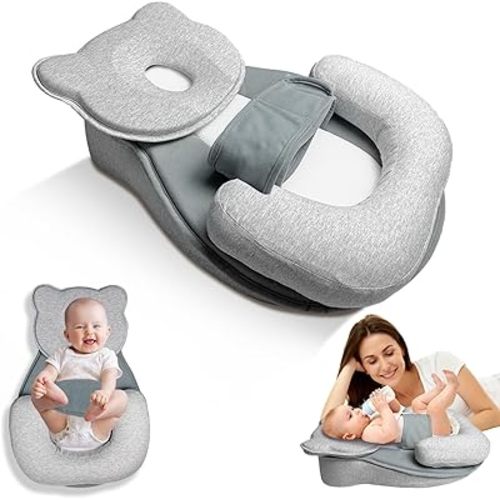 Reflux Pillow for Baby, Baby Lounger Pillow for Infant Support Cushion Reflux Breastfeeding Pillow, Babies Feeding Support Pillow for Reducing Spit-Up with Safety Strap
