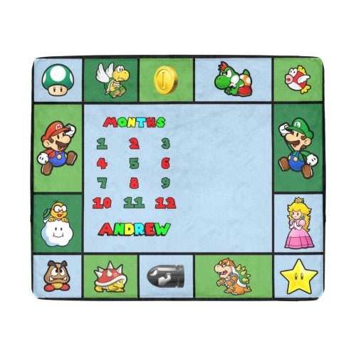 Super Mario Milestone Blanket Personalized with Name