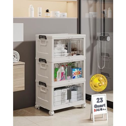 OlarHike 23QT Storage Bins with Lids for Closet, Office, Room, 3 Pack