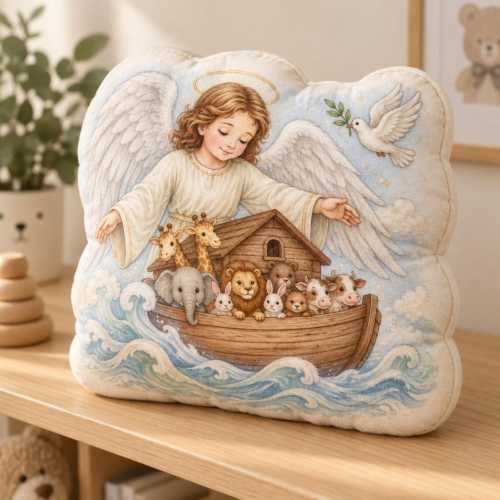 Noahs Ark Guardian Angel Nursery Pillow Plush Christian Religious Baby Shower Gift