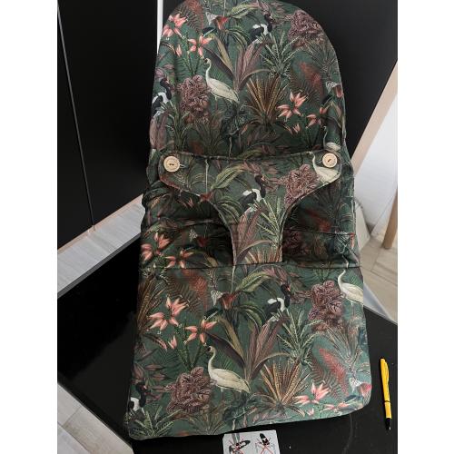 Cover fits baby bouncer with buttons, multiple fabrics possible cranes green
