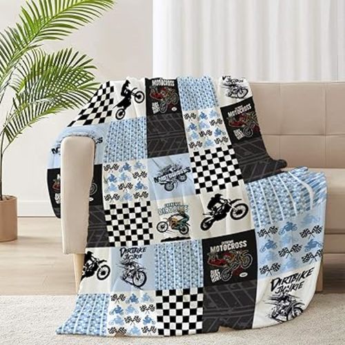 Motorcycles Dirt Bike Throw Blankets - Super Soft Fleece & Cozy Flannel - Air Conditioning - 50x40 inches - Kids