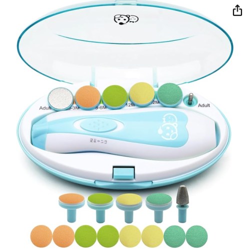 Baby Nail Trimmer 21 in 1, Usage Labeled Case & 13 Extra Replacement Tools, Royal Angels Baby Electric Nail File, Baby Nail Care, Nail Clipper Newborn Toddler Toes & Fingernails Nail Kit (Blue)