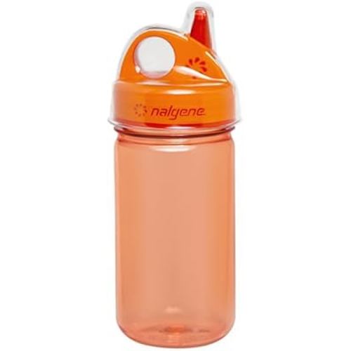 Nalgene Kids Sustain Grip-N-Gulp Water Bottles Made with Material Derived from 50% Plastic Waste, Leak Proof Sippy Cup, Durable, BPA and BPS Free, Dishwasher Safe, Reusable, 12 Ounces, Orange Volcano