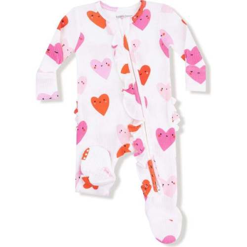 2 Way Ruffle Zipper Footie, Happy Hearts - Angel Dear | Maisonette