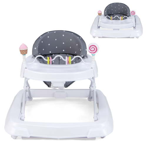 Infans Foldable Baby Activity Walker w/ Adjustable Height & Detachable Seat Cushion