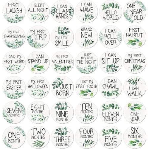 Pack 100 Pcs Newborn Baby Monthly Stickers for Party Favors Kids Toddlers Thank You Labels Classroom School Supplies Funny Cute Sticker Round Waterproof Removable Vinyl Decals
