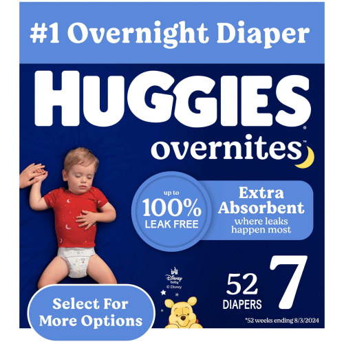 Huggies Overnites Nighttime Diapers, Size 7 (41+ lbs), 52 Count (Select for More)